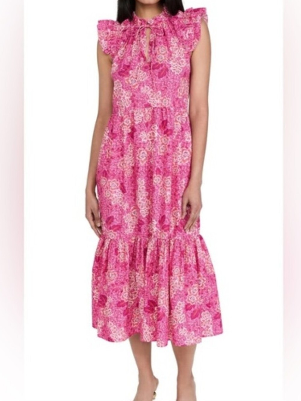 Generation Love Pink Floral Ruffled Midi Dress